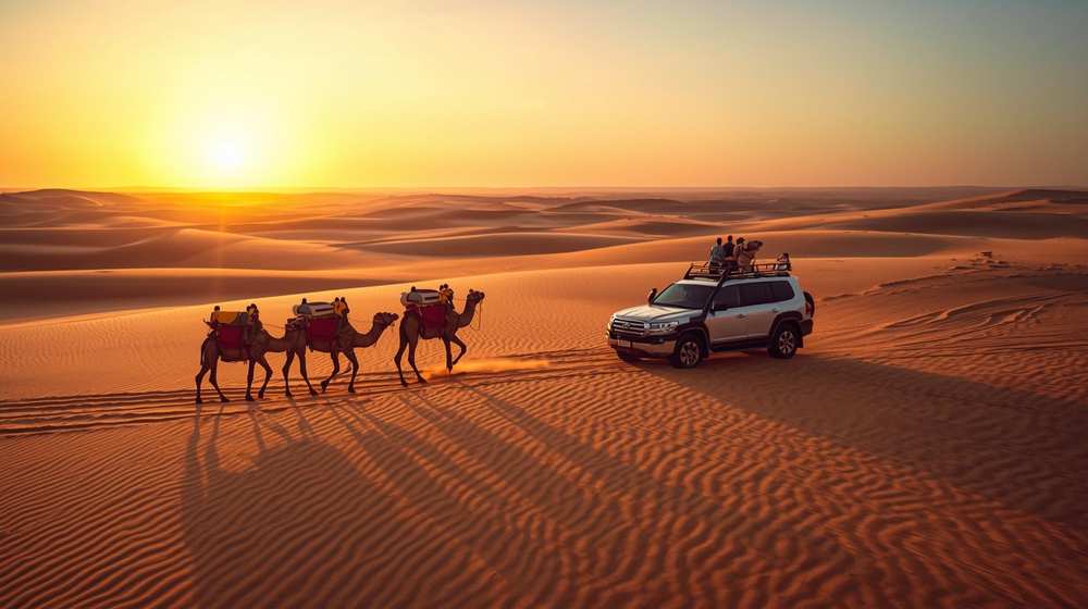 Desert Safari Dubai with Camels and SUV Image HD